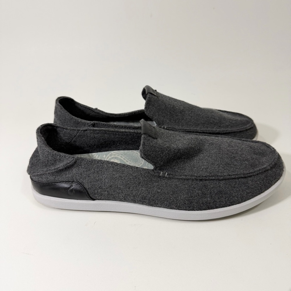 Olukai Manoa Hulu Wool Blend Slip On Shoe Gray Size 11.5